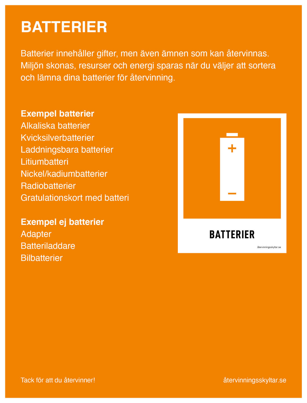 Information Sign Batteries